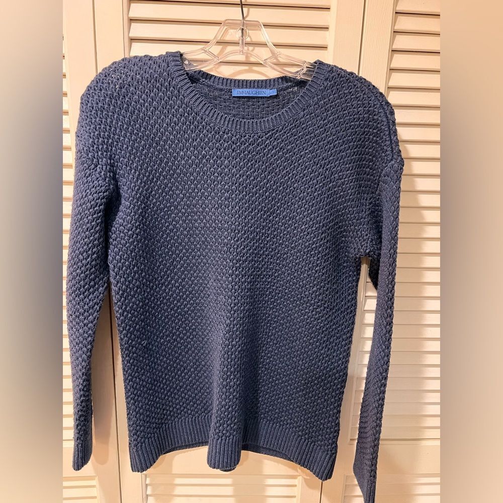 J. McLaughlin Textured Navy Crew Neck Sweater S